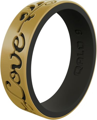 QALO Women's Rubber Silicone Ring, Arrow Strata Rubber Wedding Band, Breathable, Durable Engagement Silicone Ring, 6mm Wide 1.85mm Thick in Kuwait