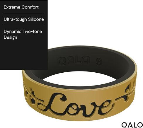 QALO Women's Rubber Silicone Ring, Arrow Strata Rubber Wedding Band, Breathable, Durable Engagement Silicone Ring, 6mm Wide 1.85mm Thick in Kuwait