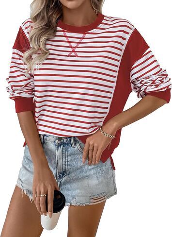 Women's Fashion Sweatshirts Chic Stripes, Trendy Oversized Tops for a Stylish Wardrobe in Kuwait