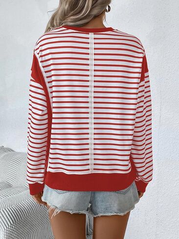 Women's Fashion Sweatshirts Chic Stripes, Trendy Oversized Tops for a Stylish Wardrobe in Kuwait