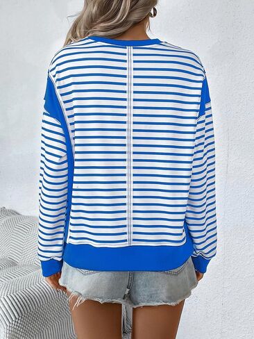 Women's Fashion Sweatshirts Chic Stripes, Trendy Oversized Tops for a Stylish Wardrobe in Saudi Arabia