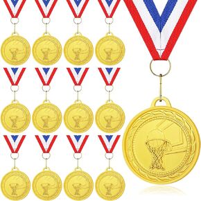 LOHENYOR 12 Pack Basketball Medals for Kids and Adults, Metals Medals Basketball Award Medals with Neck Ribbons for Team Participation Trophies, Party Favors, Awards 2 Inches