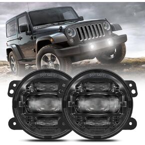 4 Inch LED Fog Lights Compatible with Jeep Wrangler JK JKU 2007-2018, Black Front Bumper LED Lights