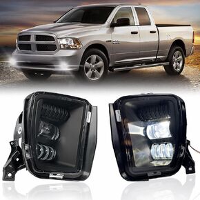 Fog Lights Compatible with 2013 2014 2015 2016 2017 2018 Dodge Ram 1500 Pickup (Smoked Lens)
