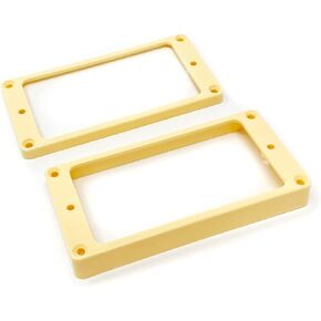 Black Flat Bottom Humbucker Pickup Mounting Ring Set (Bridge & Neck) compatible with Gibson Les Paul SG Guitars HR2020F-BLK