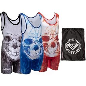 KO Sports Gear -Wrestling Singlet Bundle, 2 Unisex Singlets with Bag, Comfortable & Breathable, 4 Way Stretch