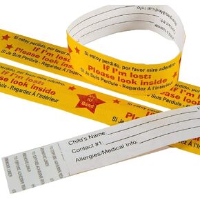 Children Safety ID Wristband Reusable Identification Bracelets Waterproof ID Band Safety Wristband for Boys and Girls, 6 Pack