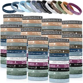 Unittype 240 Pcs Christian Silicone Bracelets Bulk Scripture Gifts Bible Verse Rubber Wristbands Religious Church Gifts for Women Men Party Favors Birthday Easter Baptism Gifts(Classic Color)