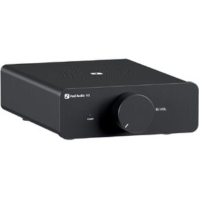 Fosi Audio V3 Stereo Amplifier Home Audio 300 Watts x2 Power TPA3255 Class D Mini Speaker Amp 2 Channel Audio Component for Passive Bookshelf Tower Speakers Desktop Home Theater with 48V Power Supply