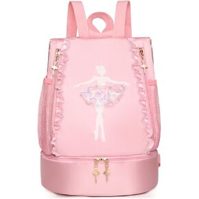 Yitengteng Ballet Dance Backpack with Separate Shoe Compartment,Little Girls Ballerina Bag for Dance Toddler Bag Gymnastics Latin Dance Yoga Tap Dance Jazz Storage Bag (Pink)