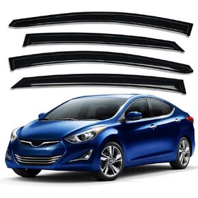 Lightronic WV94615 Outside-Mount Side Window Visor Deflector Rain Guard, Dark Smoke Shatterproof, 4-Pieces Set for 2011-2016 Hyundai Elantra Sedan (Excludes Elantra GT)