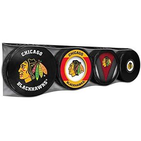 Chicago Blackhawks Officially Licensed 4-Pack Hockey Puck Collection