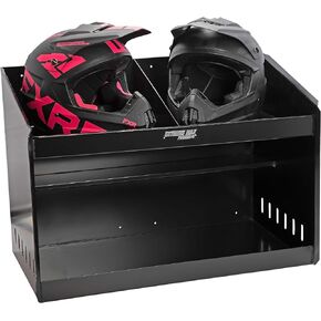 Extreme Max 5001.6331 Deluxe Dual Aluminum Helmet Bay Shelf Holder Storage Cabinet Organizer for Enclosed Race Trailer, Shop, Garage, Storage - Black