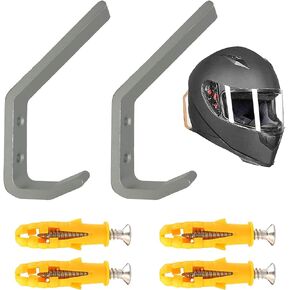 Pmsanzay 2/PK Helmet Holder Hook, Sturdy Helmet Display Rack, Wall Mounted Helmet Storage Rack Hanger, for Motorbike Jacket Wall Display Rack, Stainless Steel- Hardware Included Easy to Install.