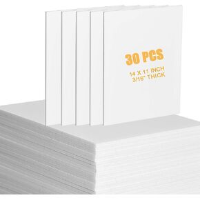 [30Pcs] White Foam Board 14" x 11" White Poster Board 3/16" Thick Foam Core Board White Foam Backing Boards for DIY Project Crafts Making Art Presentations