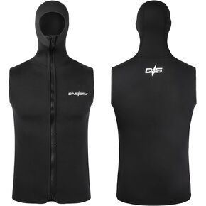 3mm Neoprene Wetsuit Hooded Vest for Men Women,Black/Camouflage Sleeveless Diving Vest for Water Sports Surfing Snorkeling Swim