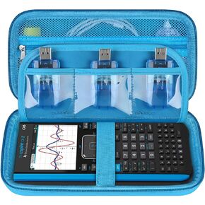 Supmay Hard Case for Texas Instruments TI-Nspire CX II CAS/TI-Nspire CX II Color Graphing Calculator, Storage Holder with Mesh Pockets for USB Power Charger Cable, User Manual and More, Black