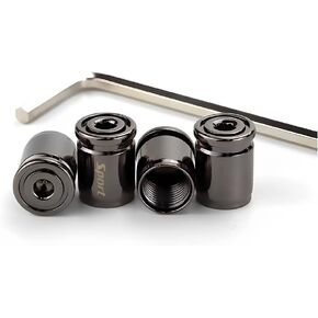 Tire Valve Stem Cap, Anti-Theft Design Zinc Alloy Stem Covers, 4 Pcs Auto Wheel Cap Sets with Rubber Seal, Universal Vehicle Accessories Fit for Cars, Trucks, Motorcycles, Bicycles (Black)