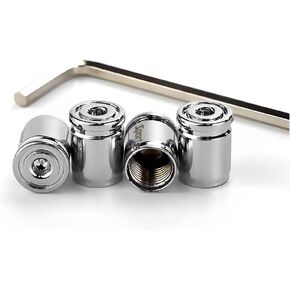 Tire Valve Stem Cap, Anti-Theft Design Zinc Alloy Stem Covers, 4 Pcs Auto Wheel Cap Sets with Rubber Seal, Universal Vehicle Accessories Fit for Cars, Trucks, Motorcycles, Bicycles (Black)