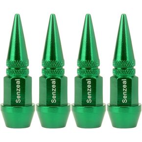 Senzeal 4X Long Impale Spike Style Polished Aluminum Tire Valve Stem Caps Black