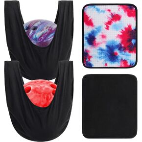 Anglekai 2+2 Bowling Seesaw Bag/Bowling Ball Towel, 10" x 8" Bowling Shammy Pad Shammy Bowling Towel with Easy Grip Dots, Non-Slip Bowling Polisher Bag for Clean/Storage Bowling Ball Towel