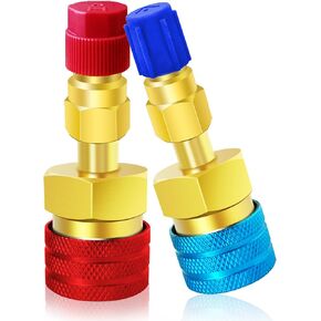 Boltigen R1234yf Quick Couplers Kit-R1234yf to R134a Conversion Kit,High/Low Side R1234yf Adapters & AC Hose Fitting Connectors,for R1234yf Car AC System Evacuation Recharging (Blue and Red)