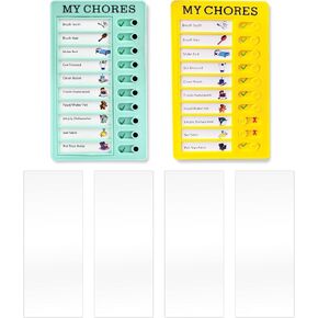 2Pcs Checklist Board, Chore Chart Memo Checklist Boards with 4Pcs Blank Cards for Kids Daily Checklist, Adults Planning Boards, Home Travel Planning