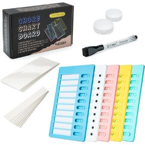 Wall Mountable Daily Routine Chart for Kids - Vibrant Dry Erase Chore Chart for Kids with Erasable, Removable Sheets & Marker - Great Planning Schedule Checklist Board or Chore List for Kids - 5 Pack