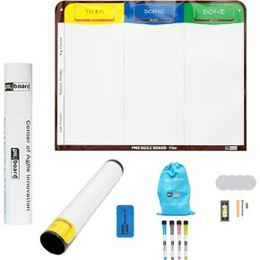 3 Column Magnetic Kanban Board, Scrum Board Flex Full Whiteboard. Agile Board Kit, 4 Markers, Eraser. Full Magnetic Project Management Board for Project Planning, Ultra Thin Kanban Whiteboard