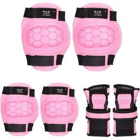 TXJ Sports Elbow and Knee Pads Kids with Wrist Guards Protective Gear for Skateboard Roller Skating Biking Rollerblading Skating Inline Skates Longboarding Derby Riding Scooter