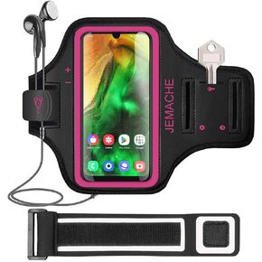 Galaxy A54 A53 A52 Armband, JEMACHE Water Resistant Gym Running Workouts Arm Band for Samsung Galaxy A51 A52 A53 A54 5G with Card Holder (Black)
