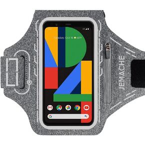 Pixel 8 Pro, 7, 7 Pro, 6, 6 Pro Armband, JEMACHE Water Resistant Gym Running Workouts Phone Arm Band for Google Pixel 8 Pro, 7, 7 Pro, 6, 6 Pro, 5a 5G, 4XL with Card Holder (Black)