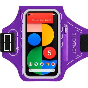 Pixel 8 Pro، 7، 7 Pro، 6، 6 Pro Armband، JEMACHE مقاومة للماء في صالة الألعاب الرياضية والجري، حزام ذراع للهاتف لـ Google Pixel 8 Pro، 7، 7 Pro، 6، 6 Pro، 5a 5G، 4XL مع حامل بطاقة (أسود)