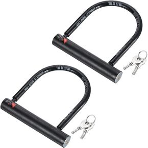 PATIKIL U-Lock Bike Lock with Key, Anti Theft Bicycle Lock, 15mm Zinc Alloy High Security Lock for Bikes Scooters Motorcycle Wheel, Black