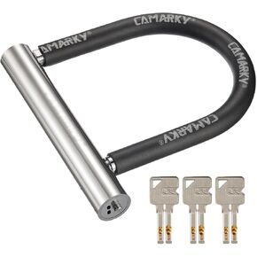 قفل U للدراجة شديد التحمل غير قابل للقطع من الفولاذ المقاوم للصدأ ومضاد للسرقة، خيارات قفل مجمعة للدراجة النارية والدراجة النارية وبوابة باب الدراجة - 3 مفاتيح متضمنة (L) in Kuwait