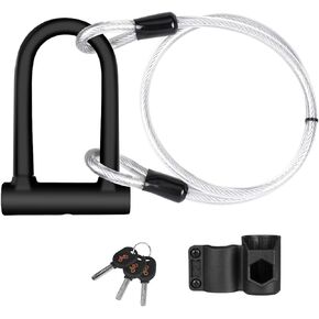 Bike U Lock 18mm Heavy Duty Security U Cable Bicycle U Lock with U Shackle Secure Locks and Sturdy Mounting Bracket for Road Bike Mountain Bike Electric Bike Folding Bike