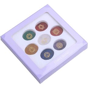 TGS Gems Set of 7 Chakra Stones - Reiki Healing Crystal with Engraved Inspirational Word Palm Stones(7 Different Words)