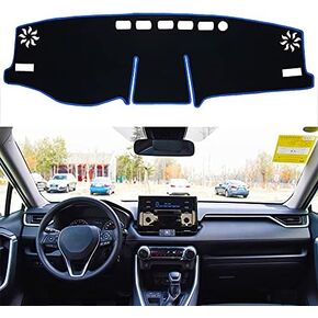 SENSHINE for Toyota RAV4 Accessories 2019 2020 2021 2022 2023 2024 Dashboard Cover Center Console Cover Dash Mat Carpet Protector Sunshield Cover Custom Fit, Black Trim