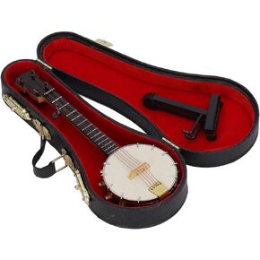 Banjo Miniature Replica, Miniature Banjo Model with Delicate Box, el Decor, Miniature Wooden Guitar Model Display
