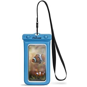 CaliCase Extra Large Waterproof Floating Phone Pouch - IPX8 Waterproof Floating Phone Case with Lanyard for iPhone X-14/ S20-S23/ Pixel 1-7 - Yellow Glow in The Dark