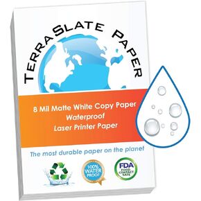 Copy Paper Waterproof Laser Printer, Rain Weatherproof - Printer Paper, 8 MIL, 8.5x11-inch, 25 Sheets