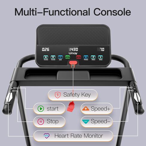 جهاز مشي UMAY قابل للطي للمنزل، جهاز مشي هادئ قابل للطي مع سيليكون ممتص للصدمات، مراقب معدل ضربات القلب in Kuwait