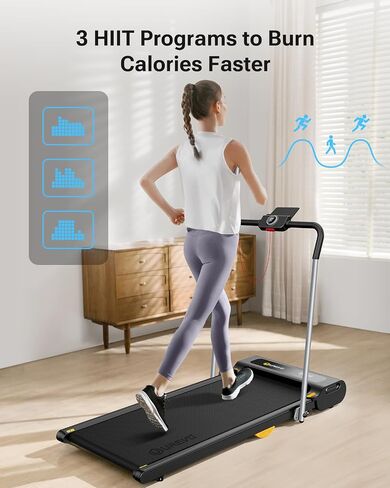 UREVO 2 in 1 Folding Treadmill, 0.6-7.6 Mph Under Desk Treadmill Including 3 HIIT Modes, Walking Pad with Smart Rotary Console, 2.5 HP Treadmills for Home Office in Saudi Arabia