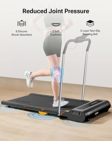 UREVO 2 in 1 Folding Treadmill, 0.6-7.6 Mph Under Desk Treadmill Including 3 HIIT Modes, Walking Pad with Smart Rotary Console, 2.5 HP Treadmills for Home Office in Saudi Arabia