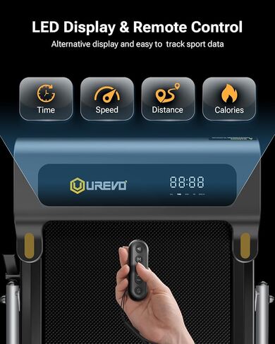 UREVO 2 in 1 Folding Treadmill, 0.6-7.6 Mph Under Desk Treadmill Including 3 HIIT Modes, Walking Pad with Smart Rotary Console, 2.5 HP Treadmills for Home Office in Saudi Arabia