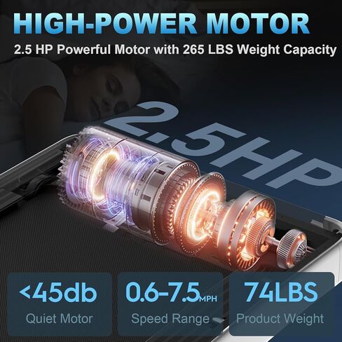 جهاز مشي HBTower 2 في 1، جهاز مشي بقوة 2.5 حصان، جهاز مشي للركض قابل للطي مع جهاز تحكم عن بعد، مكبر صوت ذو أسنان زرقاء، حزام ركض للمنزل والمكتب in Kuwait
