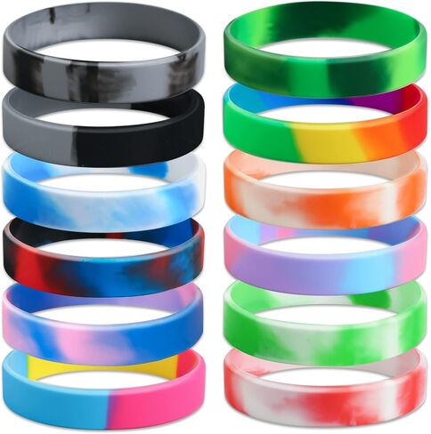 IDREAMBAND 12 قطعة من الأساور المطاطية ذات النمط الملون الأساور الفارغة الأساور السيليكون للرجال والنساء في سن المراهقة، مناسبة لمناسبات مختلفة، الأساور السيليكون للأطفال والمراهقين والبالغين in Saudi Arabia