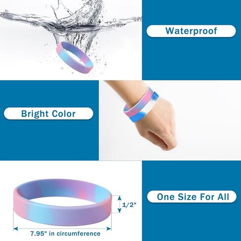 IDREAMBAND 12 قطعة من الأساور المطاطية ذات النمط الملون الأساور الفارغة الأساور السيليكون للرجال والنساء في سن المراهقة، مناسبة لمناسبات مختلفة، الأساور السيليكون للأطفال والمراهقين والبالغين in Saudi Arabia