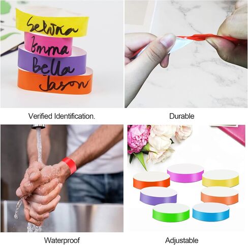 1400 Packs Paper Wristbands for Events, 7 Colors Waterproof Neon Party Wristbands Armband Paper Bracelets Identification Wristbands for Concert Club Bar Entrance Admission Party in Saudi Arabia
