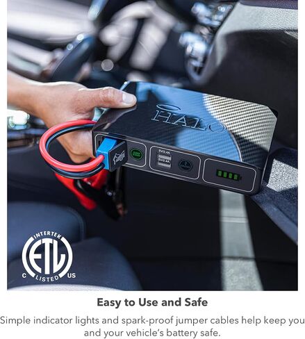 HALO Bolt Compact Portable - Car Battery Jump Starter with 2 USB Ports to Charger Devices, Portable - Rose Gold & Bolt Mini Jumper Cables for Bolt 57720, HALO Bolt ACDC 58830, HALO Bolt ACDC Wireless in Saudi Arabia